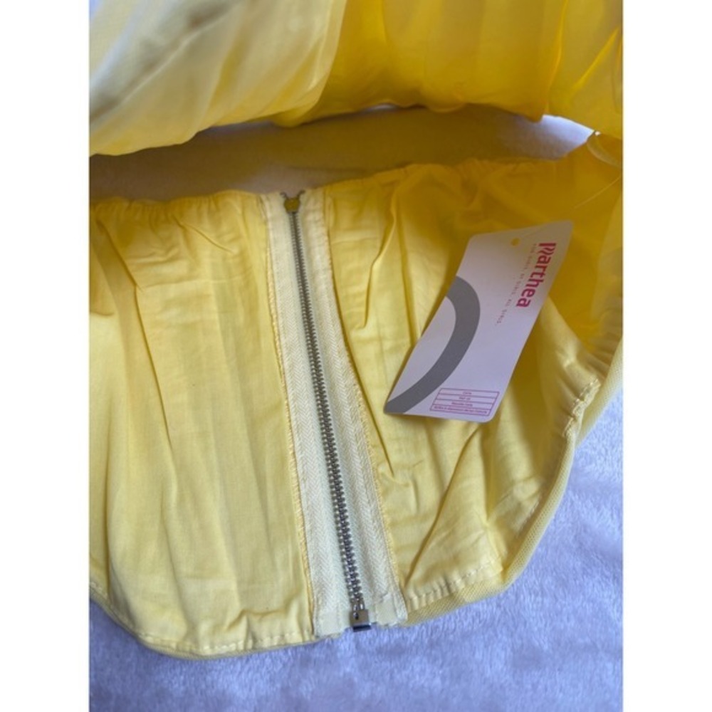 Marthea Yellow Mesh Draped Corset Top Ruched Boned Sleeveless XL NEW - Picture 5 of 16